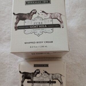 *SEALED* BEEKMAN 1802 'FRAGRANCE-FREE' PURE Whipped Body Cream & Goat Milk Soap*